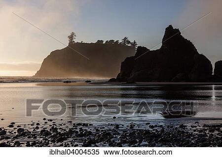 Stock Photography - "Sunset at Ruby Beach, Olympic National Park, Washington, United States, North America". Fotosearch