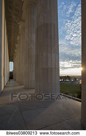 Stock Image - "Sunset at the Lincoln Memorial, Washington, District of Columbia, United States, North America". Fotosearch