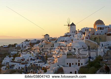 "Sunset in Oia, Santorini, Cyclades, Greece, Europe" View Large Photo Image Stock Image - "Sunset in Oia, Santorini, Cyclades, Greece, Europe". Fotosearch