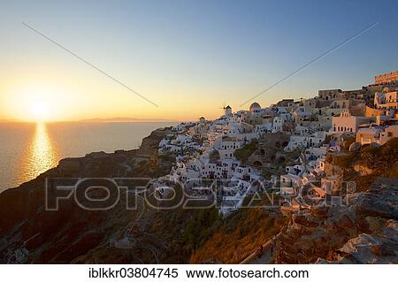 "Sunset in Oia, Santorini, Cyclades, Greece, Europe" View Large Photo Image Stock Photography - "Sunset in Oia, Santorini, Cyclades, Greece, Europe". Fotosearch