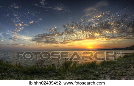 Stock Image - "Sunset, Kamminke, Usedom, Mecklenburg-Western Pomerania, Germany, Europe". Fotosearch