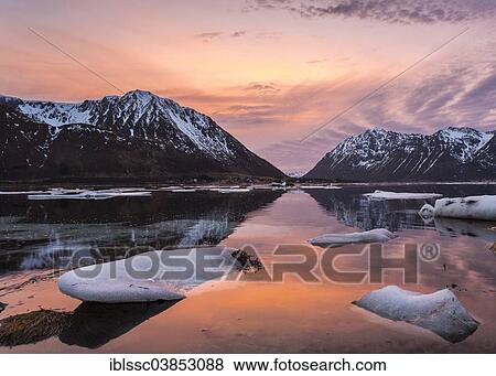 "Sunset on the coast of Gimsoy in winter, Gimsoy, Lofoten, Norway, Europe" View Large Photo Image Stock Photo - "Sunset on the coast of Gimsoy in winter, Gimsoy, Lofoten, Norway, Europe". Fotosearch