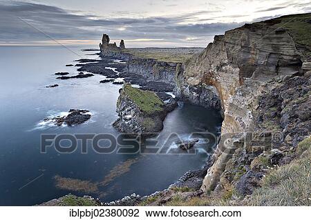 "Sunset on the steep coast, Iceland, Europe" View Large Photo Image Stock Image - "Sunset on the steep coast, Iceland, Europe". Fotosearch