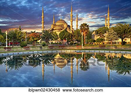 "Sunset over the Sultan Ahmed Mosque, also Sultanahmet Camii or Blue Mosque, Istanbul, Turkey, Asia" View Large Photo Image Stock Photo - "Sunset over the Sultan Ahmed Mosque, also Sultanahmet Camii or Blue Mosque, Istanbul, Turkey, Asia". Fotosearch