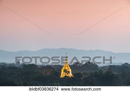 "Sunset, temples, stupas and pagodas in the temple complex of the Plateau of Bagan, Mandalay Division, Myanmar or Burma" View Large Photo Image Picture - "Sunset, temples, stupas and pagodas in the temple complex of the Plateau of Bagan, Mandalay Division, Myanmar or Burma". Fotosearch