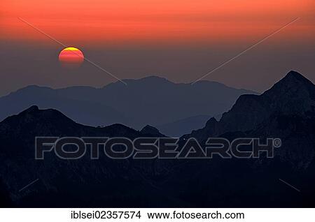 "Sunset with a mountain panorama, Geisshorn Mountain, Tannheim Valley, Tyrol, Austria, Europe" View Large Photo Image Picture - "Sunset with a mountain panorama, Geisshorn Mountain, Tannheim Valley, Tyrol, Austria, Europe". Fotosearch