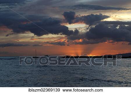 "Sunset with canoes, Waikiki, Honolulu, O'ahu, Hawai'i, USA, America" View Large Photo Image Stock Photo - "Sunset with canoes, Waikiki, Honolulu, O'ahu, Hawai'i, USA, America". Fotosearch