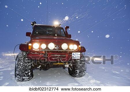 "Super Jeep in a snow storm, winter landscape, Vatnajoekull Glacier, Icelandic Highlands, Iceland, Europe" View Large Photo Image Picture - "Super Jeep in a snow storm, winter landscape, Vatnajoekull Glacier, Icelandic Highlands, Iceland, Europe". Fotosearch