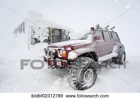 "Super Jeeps in front of the snow-covered and frozen Grimsvoetn Hut, Icelandic Highlands, Iceland, Europe" View Large Photo Image Stock Photo - "Super Jeeps in front of the snow-covered and frozen Grimsvoetn Hut, Icelandic Highlands, Iceland, Europe". Fotosearch