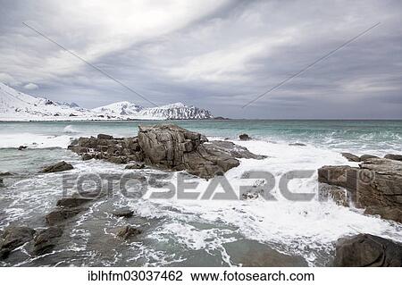 "Surf and mountains in winter, Vestvagoy, Lofoten, Nordland, Northern Norway, Norway, Europe" View Large Photo Image Stock Image - "Surf and mountains in winter, Vestvagoy, Lofoten, Nordland, Northern Norway, Norway, Europe". Fotosearch