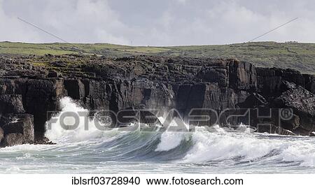 "Surf of the North Atlantic Ocean at the coast of Ireland, Derreen, County Clare, Province of Munster, Ireland, Europe" View Large Photo Image Stock Image - "Surf of the North Atlantic Ocean at the coast of Ireland, Derreen, County Clare, Province of Munster, Ireland, Europe". Fotosearch