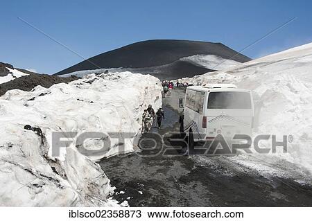 Stock Image - "SUV on Mount Etna, volcano, Sicily, Italy, Europe". Fotosearch