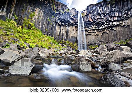 Stock Photography - "Svartifoss waterfall, Skaftafell, South Iceland, Iceland, Europe". Fotosearch