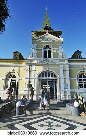 Stock Photo - "Swakopmund Hotel, in the old train station building, Swakopmund, Erongo Region, Namibia, Africa". Fotosearch