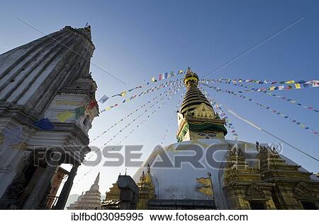 Stock Photography - "Swayambhunath Stupa, Monkey Temple, Kathmandu Valley, Kathmandu, Kathmandu District, Bagmati Zone, Nepal, Asia". Fotosearch