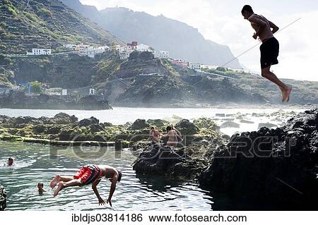 "Swimming fun, lava coast near Garachico, Tenerife, Canary Islands, Spain, Europe" View Large Photo Image Stock Photograph - "Swimming fun, lava coast near Garachico, Tenerife, Canary Islands, Spain, Europe". Fotosearch