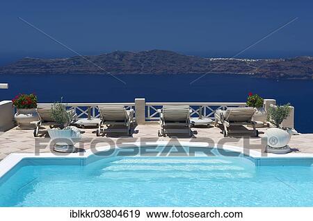 "Swimming Pool, Hotel, Imerovigli, Santorini, Cyclades, Greece, Europe" View Large Photo Image Stock Photo - "Swimming Pool, Hotel, Imerovigli, Santorini, Cyclades, Greece, Europe". Fotosearch
