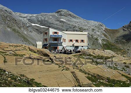Stock Photography - "Swiss Alpine Club, SAC hut, Cabane des Audannes, Bernese Alps, Canton of Valais, Switzerland, Europe". Fotosearch