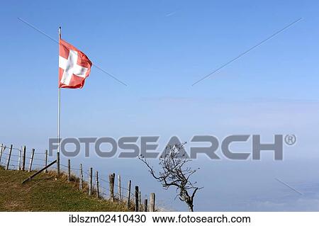 Stock Image - "Swiss flag, Rigi, Switzerland, Europe". Fotosearch