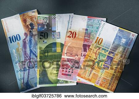 Stock Photograph - "Swiss franc banknotes, Switzerland, Europe". Fotosearch