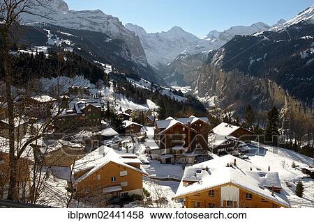 "Swiss ski chalets at Wengen, Swiss Alps, Switzerland, Europe" View Large Photo Image Stock Photo - "Swiss ski chalets at Wengen, Swiss Alps, Switzerland, Europe". Fotosearch