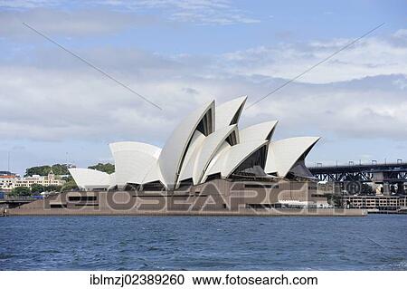 Stock Image - "Sydney Opera House on Bennelong Point, Sydney Harbour, Sydney, New South Wales, NSW, Australia, Oceania". Fotosearch