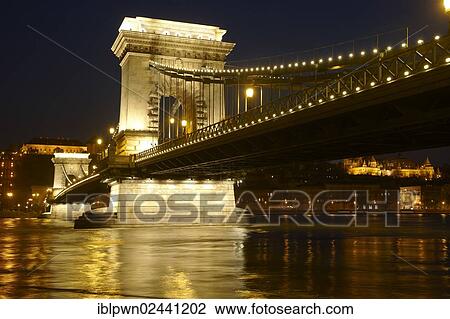"Szechenyi lanchid, Chain Bridge over the Danube, at night, Budapest, Hungary, Europe" View Large Photo Image Stock Image - "Szechenyi lanchid, Chain Bridge over the Danube, at night, Budapest, Hungary, Europe". Fotosearch