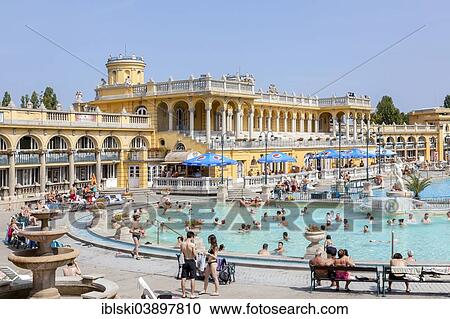 Stock Image - "Szechenyi Thermal Bath or Szechenyi-gyogyfurdo, Neo-Baroque style, the largest medicinal bath in Europe, Budapest, Hungary, Europe". Fotosearch
