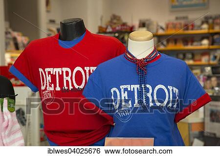 "T-shirts on sale in a gift shop at Detroit Metro Airport, Detroit, Michigan, United States, North America" View Large Photo Image Stock Photograph - "T-shirts on sale in a gift shop at Detroit Metro Airport, Detroit, Michigan, United States, North America". Fotosearch