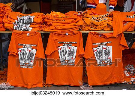 "T-shirts, Queen's Day, enthronement of King Willem-Alexander, Amsterdam, province of North Holland, The Netherlands, Europe" View Large Photo Image Stock Photo - "T-shirts, Queen's Day, enthronement of King Willem-Alexander, Amsterdam, province of North Holland, The Netherlands, Europe". Fotosearch