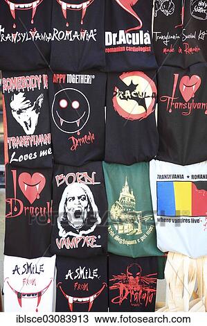 "T-shirts with Dracula and vampire designs in a souvenir shop, Sighisoara, Mures County, Transylvania, Romania, Europe" View Large Photo Image Stock Image - "T-shirts with Dracula and vampire designs in a souvenir shop, Sighisoara, Mures County, Transylvania, Romania, Europe". Fotosearch