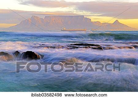 "Table Mountain at dusk, seen from Bloubergstrand beach, Cape Town, Western Cape, South Africa, Africa" View Large Photo Image Stock Photo - "Table Mountain at dusk, seen from Bloubergstrand beach, Cape Town, Western Cape, South Africa, Africa". Fotosearch