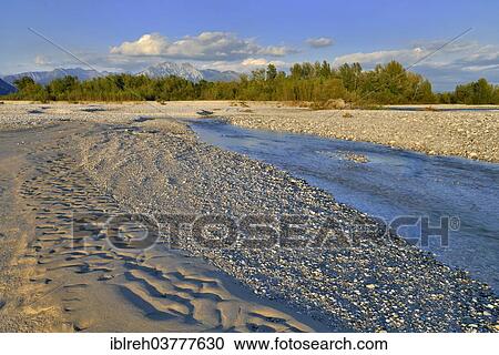 Stock Image - "Tagliamento braided river, Forgaria nel Friuli, Italy, Europe". Fotosearch