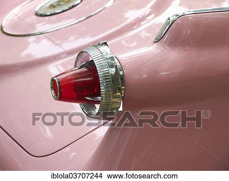 Picture - "Tail fin of an American road cruiser from the 1950s, Germany, Europe". Fotosearch