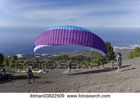 Stock Photo - "Take-off point for paragliders, Jedey, La Palma, Canary Islands, Spain, Europe". Fotosearch