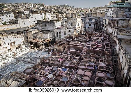 "Tanneries where animal hides are traditionally tanned by hand, Fes, Morocco, Africa" View Large Photo Image Stock Photo - "Tanneries where animal hides are traditionally tanned by hand, Fes, Morocco, Africa". Fotosearch