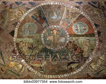 "Tapis de la creacio, Tapestry of Creation or Girona Tapestry, 11th century, Christ Pantocrator at the centre, Girona Cathedral, Cathedral of Saint Mary of Girona, Girona, Catalonia, Spain, Europe" View Large Photo Image Picture - "Tapis de la creacio, Tapestry of Creation or Girona Tapestry, 11th century, Christ Pantocrator at the centre, Girona Cathedral, Cathedral of Saint Mary of Girona, Girona, Catalonia, Spain, Europe". Fotosearch