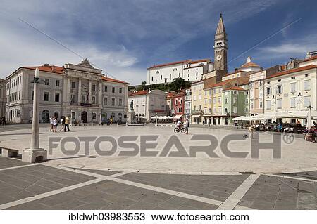"Tartini Square with the Town Hall and the Church of St. George, Piran, Istria, Slovenia, Europe" View Large Photo Image Stock Image - "Tartini Square with the Town Hall and the Church of St. George, Piran, Istria, Slovenia, Europe". Fotosearch