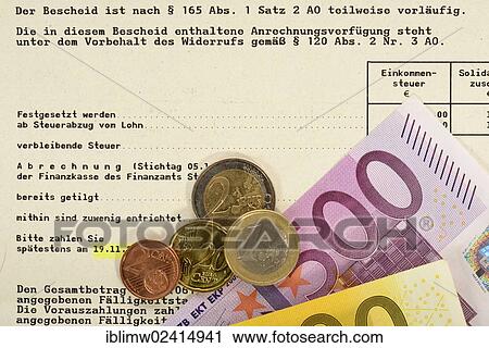 Tax refund, tax assessment notice with euro banknotes and coins View Large Photo Image Stock Image - Tax refund, tax assessment notice with euro banknotes and coins. Fotosearch