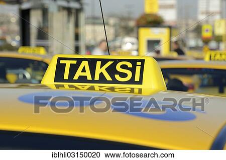 Stock Image - "Taxis at the ferry terminal, Eminonu, Istanbul, European side, Istanbul Province, Turkey, European side, Europe". Fotosearch