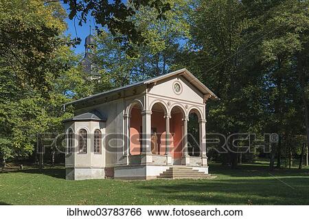 Stock Photograph - "Tea house, Drackendorfer park, small English garden, Gut Drackendorf manor, Drackendorf, Jena, Thuringia, Germany, Europe". Fotosearch