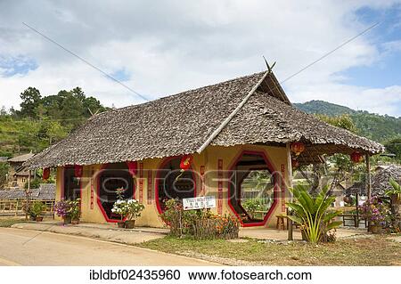 Stock Image - "Tea shop in a village of the Chinese minority on the border with Myanmar, Ban Rak Thai or Mae Aw, Northern Thailand, Thailand, Asia". Fotosearch