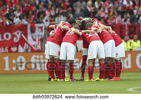 "Team of FSV Mainz 05 in a huddle before a match, FSV Mainz 05 vs Hannover 96, Coface-Arena, Mainz, Rhineland-Palatinate, Germany, Europe" View Large Photo Image Picture - "Team of FSV Mainz 05 in a huddle before a match, FSV Mainz 05 vs Hannover 96, Coface-Arena, Mainz, Rhineland-Palatinate, Germany, Europe". Fotosearch