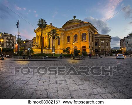 "Teatro Massimo at dusk, Piazza Verdi, historic centre, Palermo, Sicily, Italy, Europe" View Large Photo Image Stock Photo - "Teatro Massimo at dusk, Piazza Verdi, historic centre, Palermo, Sicily, Italy, Europe". Fotosearch