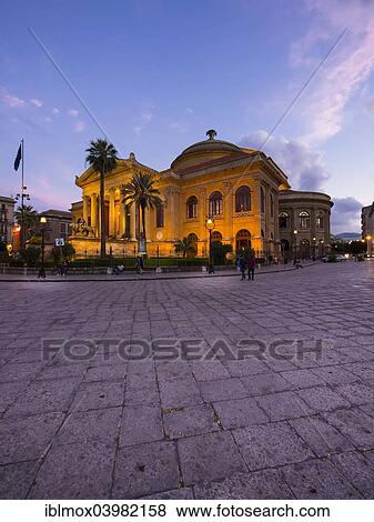 "Teatro Massimo at dusk, Piazza Verdi, historic centre, Palermo, Sicily, Italy, Europe" View Large Photo Image Stock Photo - "Teatro Massimo at dusk, Piazza Verdi, historic centre, Palermo, Sicily, Italy, Europe". Fotosearch