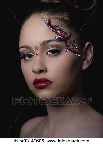 "Teen girl with facepaint, portrait" View Large Photo Image Stock Photography - "Teen girl with facepaint, portrait". Fotosearch