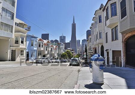 "Telegraph Hill district with a view towards the Transamerica Pyramid, San Francisco, California, USA" View Large Photo Image Stock Photo - "Telegraph Hill district with a view towards the Transamerica Pyramid, San Francisco, California, USA". Fotosearch