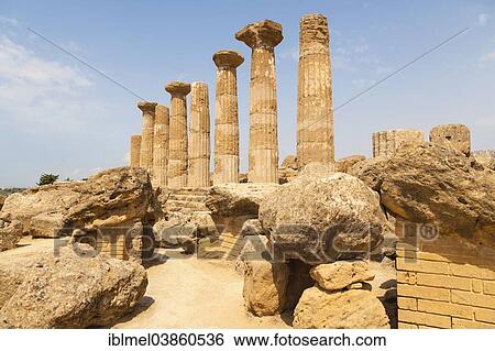 "Tempio di Ercole, Eracle, The Temple of Heracles, Temple of Hercules, Akragas, Valle dei Templi, Valley of the Temples, Vaddi di li Tempri, Agrigento, Sicily, Southern Italy" View Large Photo Image Stock Photograph - "Tempio di Ercole, Eracle, The Temple of Heracles, Temple of Hercules, Akragas, Valle dei Templi, Valley of the Temples, Vaddi di li Tempri, Agrigento, Sicily, Southern Italy". Fotosearch