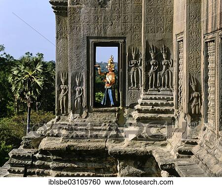 "Temple dancer or apsara in a window of the temple of Angkor Wat beside apsara reliefs, UNESCO World Cultural Heritage Site, Siem Reap, Siem Reap Province, Cambodia, Asia" View Large Photo Image Stock Image - "Temple dancer or apsara in a window of the temple of Angkor Wat beside apsara reliefs, UNESCO World Cultural Heritage Site, Siem Reap, Siem Reap Province, Cambodia, Asia". Fotosearch