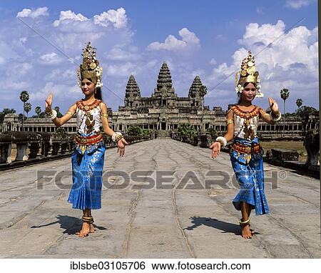 "Temple dancers or apsaras on the western promenade in front of the temple of Angkor Wat, UNESCO World Cultural Heritage Site, Siem Reap, Siem Reap Province, Cambodia, Asia" View Large Photo Image Stock Photograph - "Temple dancers or apsaras on the western promenade in front of the temple of Angkor Wat, UNESCO World Cultural Heritage Site, Siem Reap, Siem Reap Province, Cambodia, Asia". Fotosearch